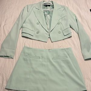 Cropped blazer skirt set worn once!